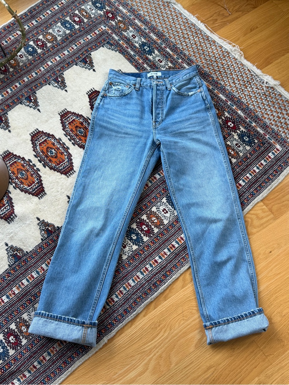 RE/DONE High-Rise Straight Leg Jeans Blue, Women's 26, EUC